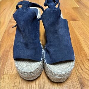 Sigerson Morrison Navy Straw Wedges